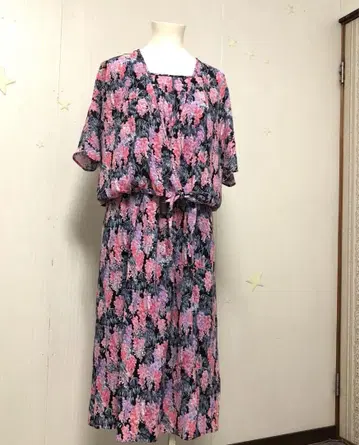 70's 쇼와 레트로 꽃무늬 카슈쿨 자켓 앙상블 원피스