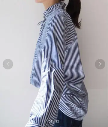 이에나 셔츠 스트라이프 블루
