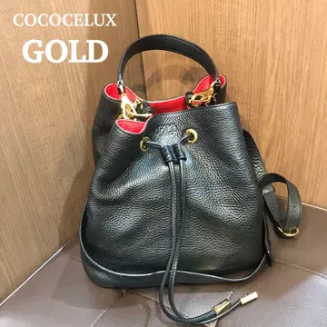 COCOCELUX GOLD 천연 가죽 핸드백 숄더 스트랩 포함