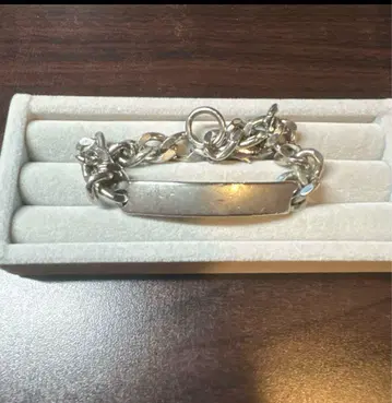 실버 체인 팔찌 플레이트 포함