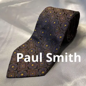 Paul Smith 이탈리아제 기하학 패턴 실크 넥타이 다크 네이비