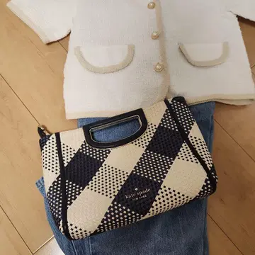 kate spade 체크 무늬 클러치백 바스켓 백 크로스바디