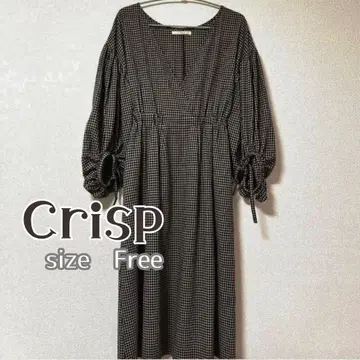 Crisp 깅엄 체크 원피스 소매 리본 봄/여름 내추럴