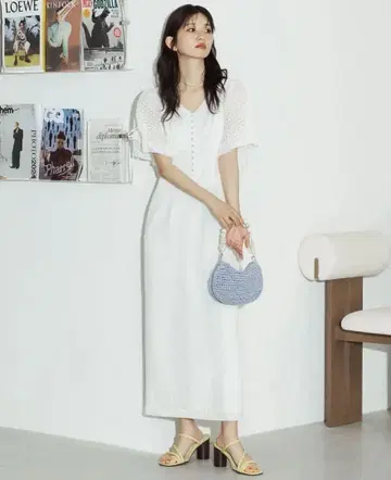 COCODEAL 벌룬 슬리브 레이스 원피스