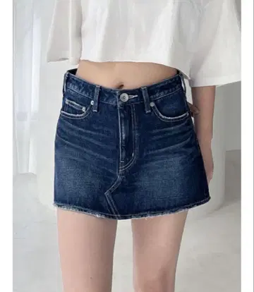 다크 블루 데님 미니 스커트