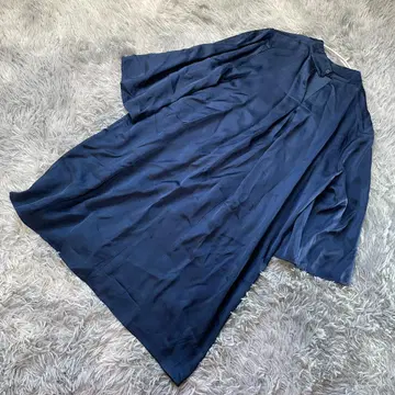 미사용품 빅 사이즈 XL 유니클로 새틴 하이넥 미니 원피스 블루
