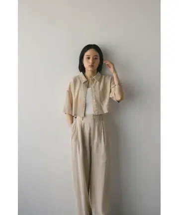 셋업 백 오픈 와셔 셔츠 와셔 투 턱 팬츠