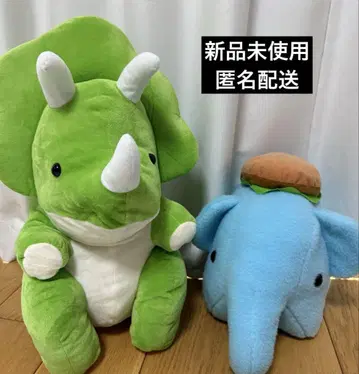공룡 시대 트리케라톱스 돔돔 버거와 도모자쿠, 폭신폭신 봉제 인형 XL