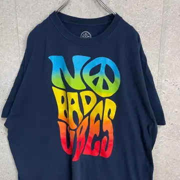 DOM 빅 프린트 NO BAD VIBES 네이비 티셔츠 2XL