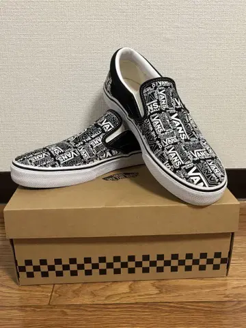 VANS 슬립온 블랙/화이트 로고