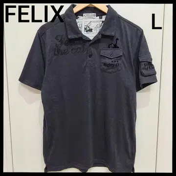 FELIX 페릭스 반팔 피케 셔츠 가슴 포켓 그레이 남성용 L