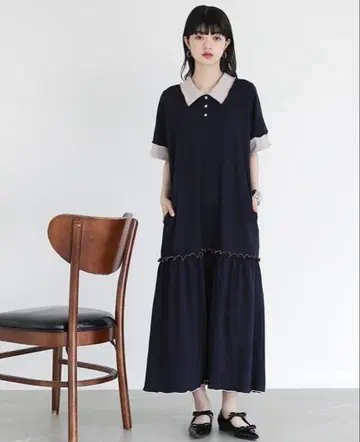 소마리 네이비 폴로 셔츠 원피스