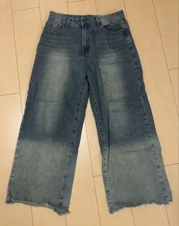 와이드 레그 데님 팬츠 하이 웨스트