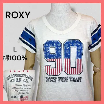ROXY 록시 면100% [L] 반팔 티셔츠 아이보리 V넥