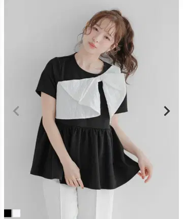 새상품 택 포함 fitmore 자카드 리본 페플럼 상의