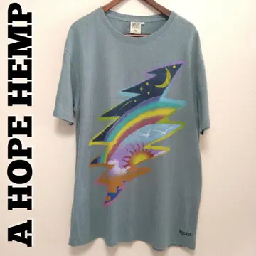 새상품급 A HOPE HEMP 반팔 티셔츠 XL 번개 초승달 코튼 헴프