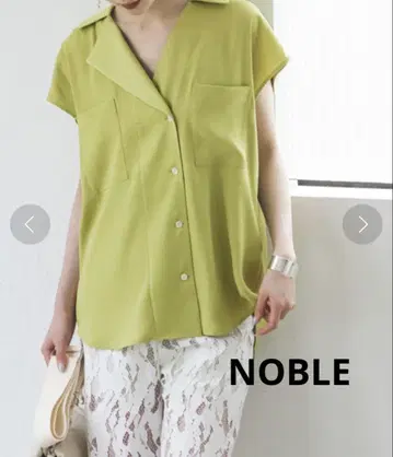 NOBLE 새틴 프렌치 슬리브 셔츠 블라우스
