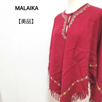 [새상품급] MALAIKA 인도산 울 100% 꽃무늬 자수 버튼 판초