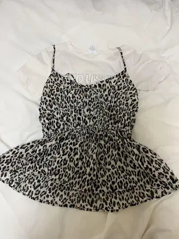 MOUSSY 레오파드 무늬 프릴 뷔스티에