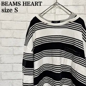 BEAMS HEART 스테디셀러 보더 긴팔 티셔츠 S 남성용 구제 의류