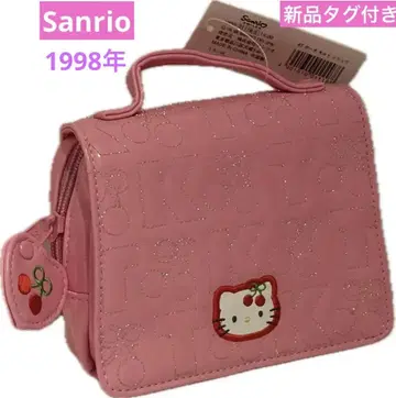택 포함 새상품 헬로키티 체리 핸드백 반짝이 자수 하트 거울