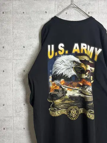 USA 구제 의류 반팔 티셔츠 US 이글 탱크 프린트 로고 블랙