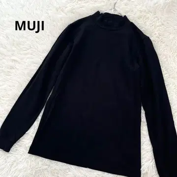 무인양품 MUJI 하이넥 티셔츠 따뜻한 면 두꺼운 원단 코튼 블랙