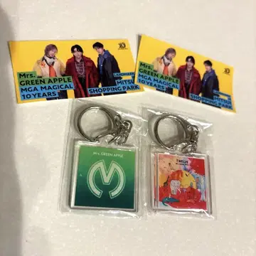 Mrs. GREEN APPLE 10주년 기념 키링 2개 세트, 씰 2장