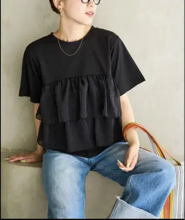 오간자 도킹 반팔 티셔츠