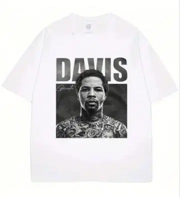 Davis 그래픽 프린트 복싱 티셔츠 L 사이즈 화이트
