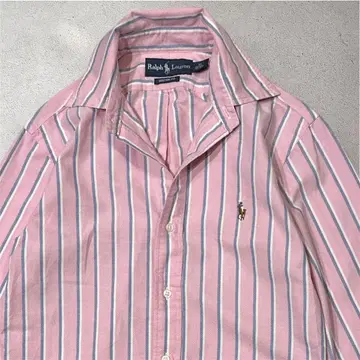 Ralph Lauren 커스텀 핏 핑크 스트라이프 셔츠 S