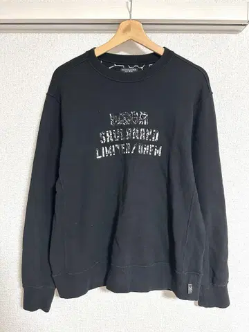 레어 MSGR 맨투맨 탑 블랙 L 로고 실버 검정