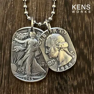 USA 빈티지 은화 도그 태그 목걸이