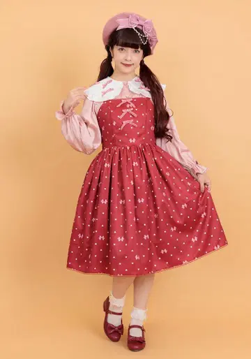 axes femme kawaii 하트 도트 시리즈 jsk 크림슨