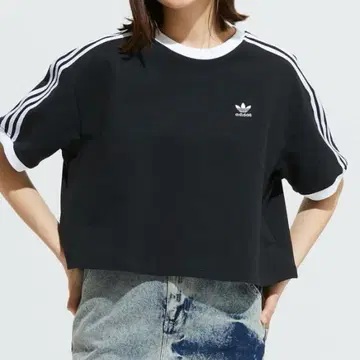아디다스 크롭 티셔츠 블랙 L