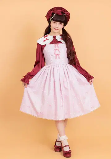 axes femme kawaii 하트 도트 시리즈 오버롤 스커트