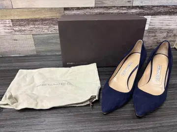 PELLICO 네이비 스웨이드 펌프스 미들 힐 37인치 23.5cm