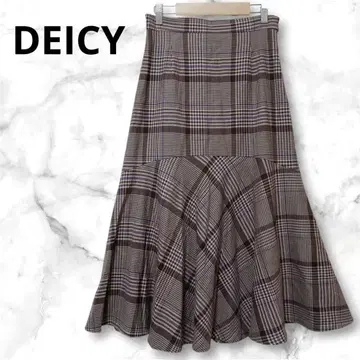 Deicy 데이시 체크 무늬 타이트 롱 플레어 스커트 브라운 가을/겨울