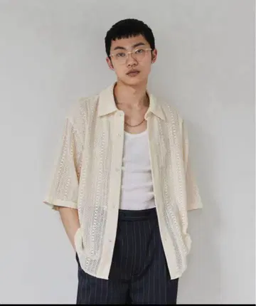 soerte 시어 셔츠 루즈 하프 슬리브 박스 셔츠 사이즈 1