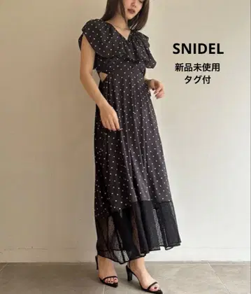 미사용 새상품 택 포함 SNIDEL 허리 슬릿 원피스 블랙 사이즈 1