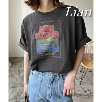 lian 빈티지 프린트 티셔츠 반팔 여성용 남성용 유니섹스