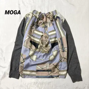 MOGA 모가 실크 울 이소재 도킹 니트 백리본 스카프 패턴