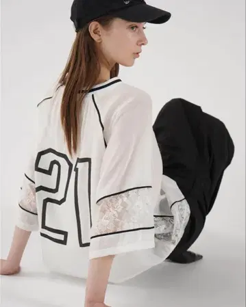 ETHR OF LACE NUMBERING SHEER TOPS 화이트