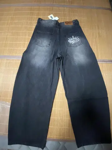 블랙 데님 와이드 레그 팬츠 SIZE M