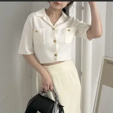 오픈 카라 밀라노 리브 니트 자켓 화이트