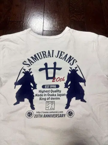 SAMURAI JEANS 티셔츠 M 20주년 화이트 사무라이