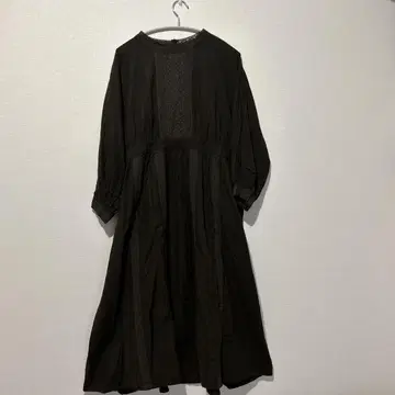 사만사 모스모스 브라운 롱 원피스 레이스 린넨 넉넉한 핏