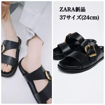 완판템 ZARA 버클 플랫 샌들 37 사이즈 (JP24cm) 새상품
