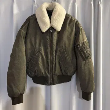 ZARA 데미지드 이펙트 봄버 자켓 MA-1 충전솜 블루종