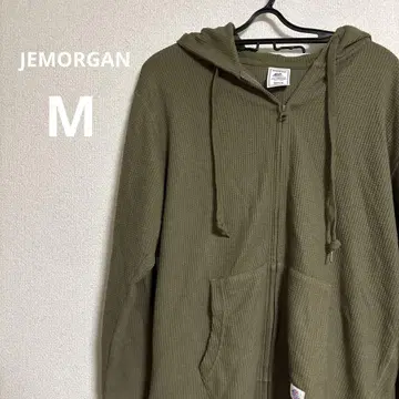 JEMORGAN 더블 지퍼 후드티 와플 원단 카키 그린 계열 M